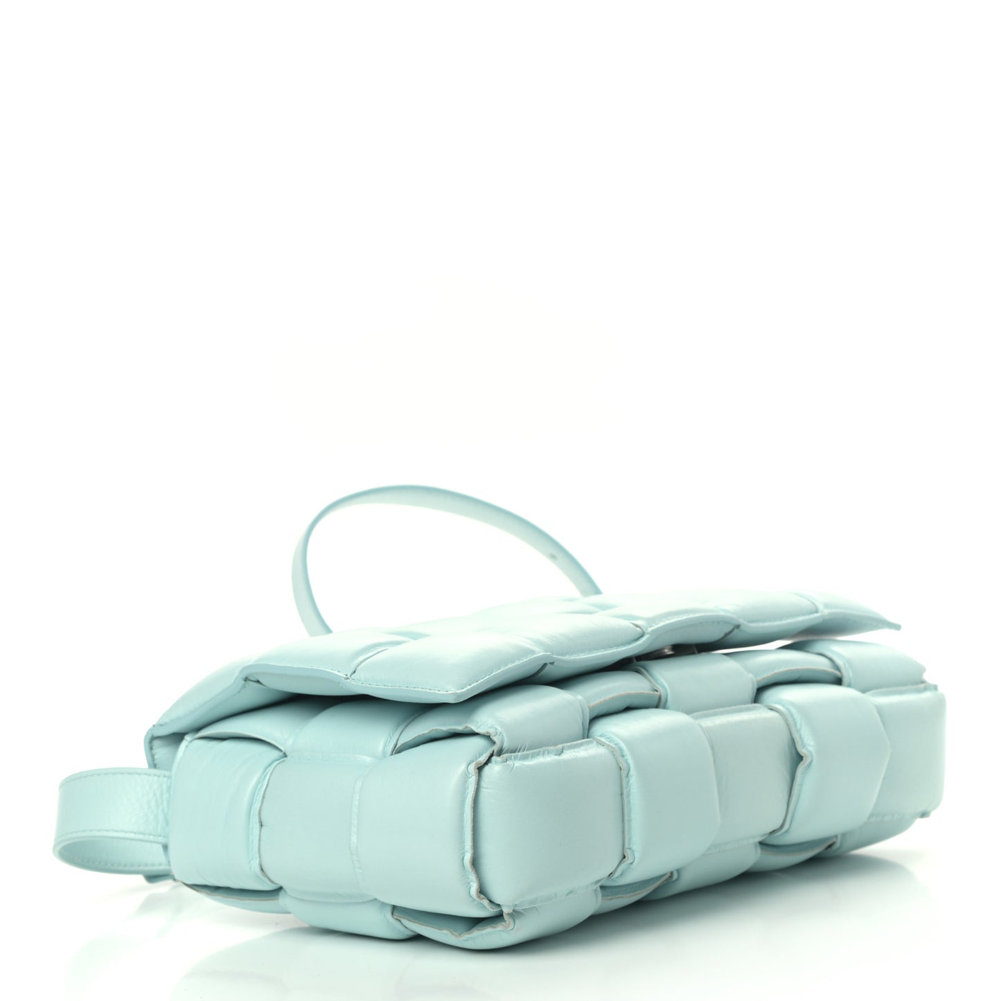 Paper Calfskin Maxi Intreccio Padded Cassette Crossbody Bag Ice