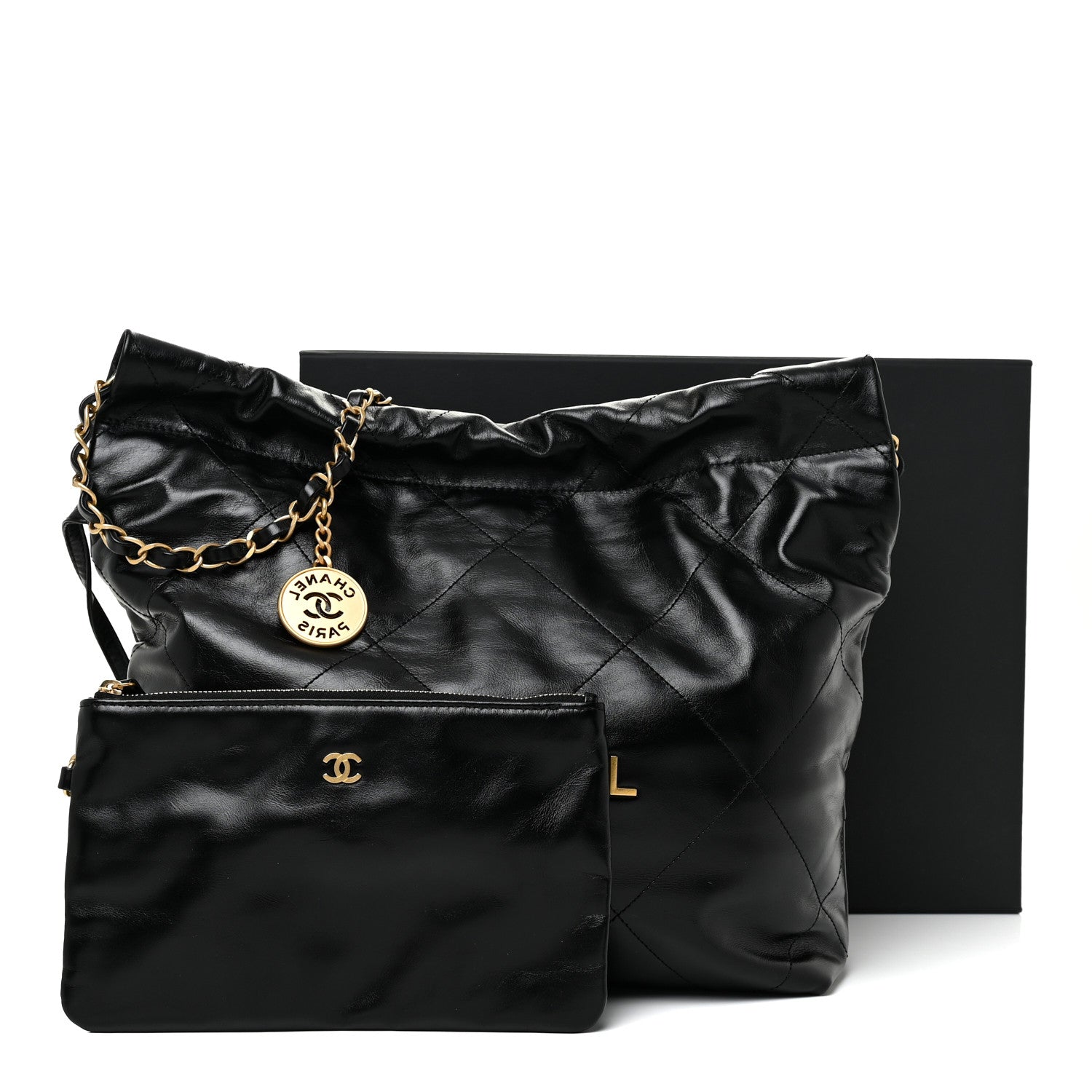 Chanel Shiny Calfskin Quilted Small Chanel 22 Black 12 of 12