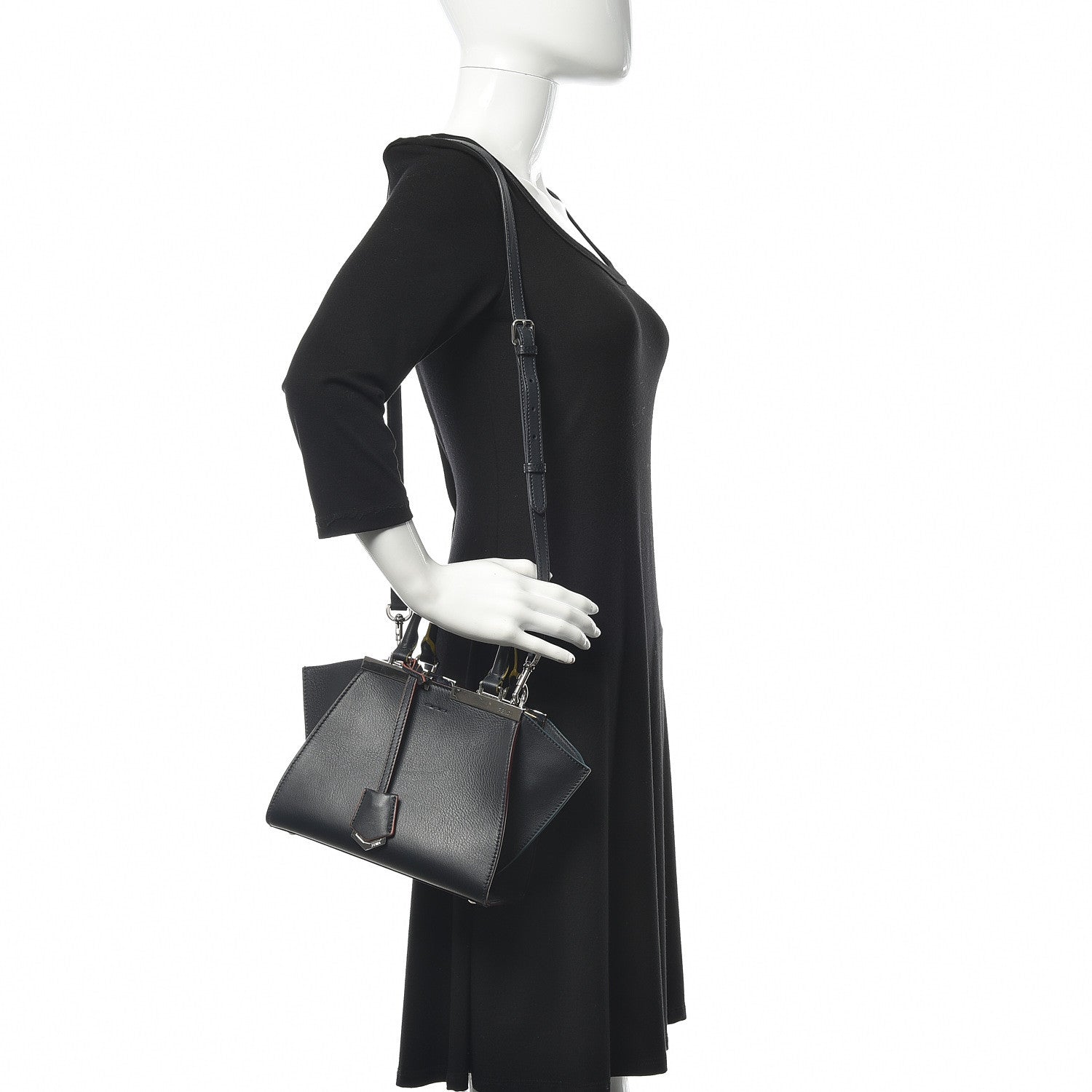 Fendi Vitello Dolce Mini 3jours Tote Blue Notte 2 of 8