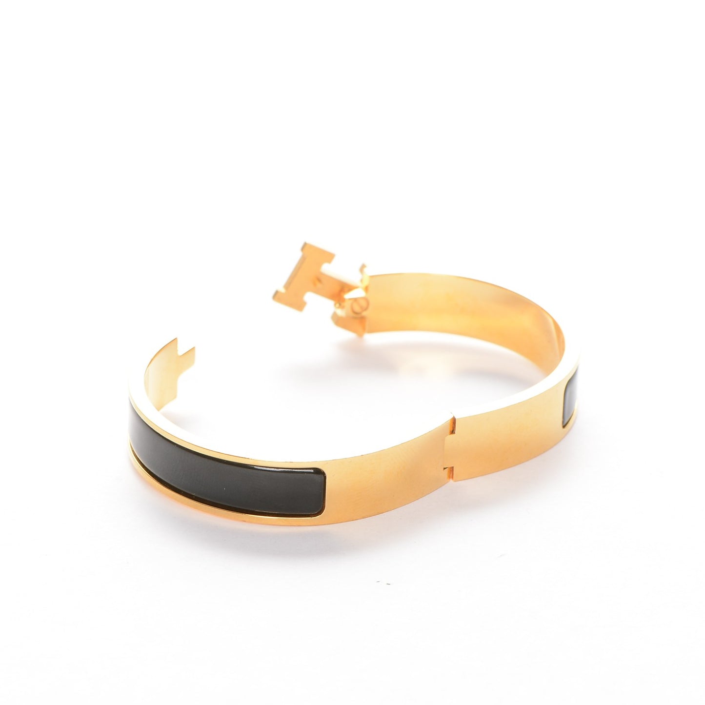 Enamel Narrow Clic Clac H Bracelet PM Black