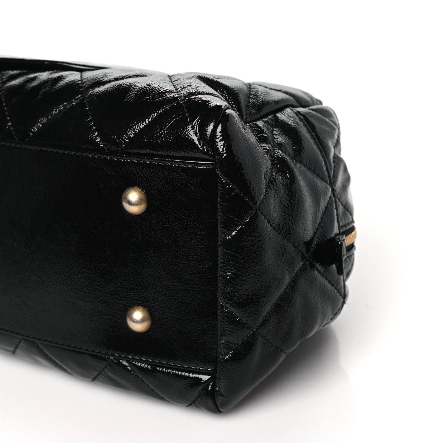 Chanel Shiny Aged Calfskin Quilted Medium Bowler Bag Black 10 of 10