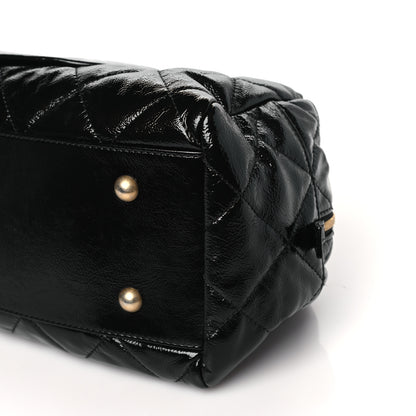 Chanel Shiny Aged Calfskin Quilted Medium Bowler Bag Black 10 of 10