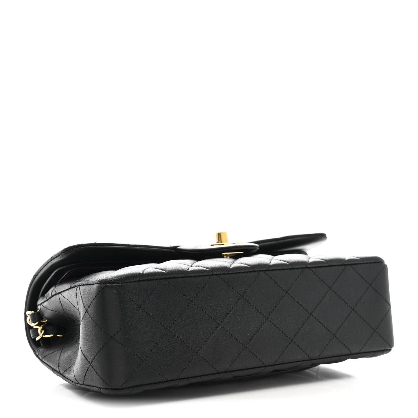 Lambskin Quilted Small Double Flap Black