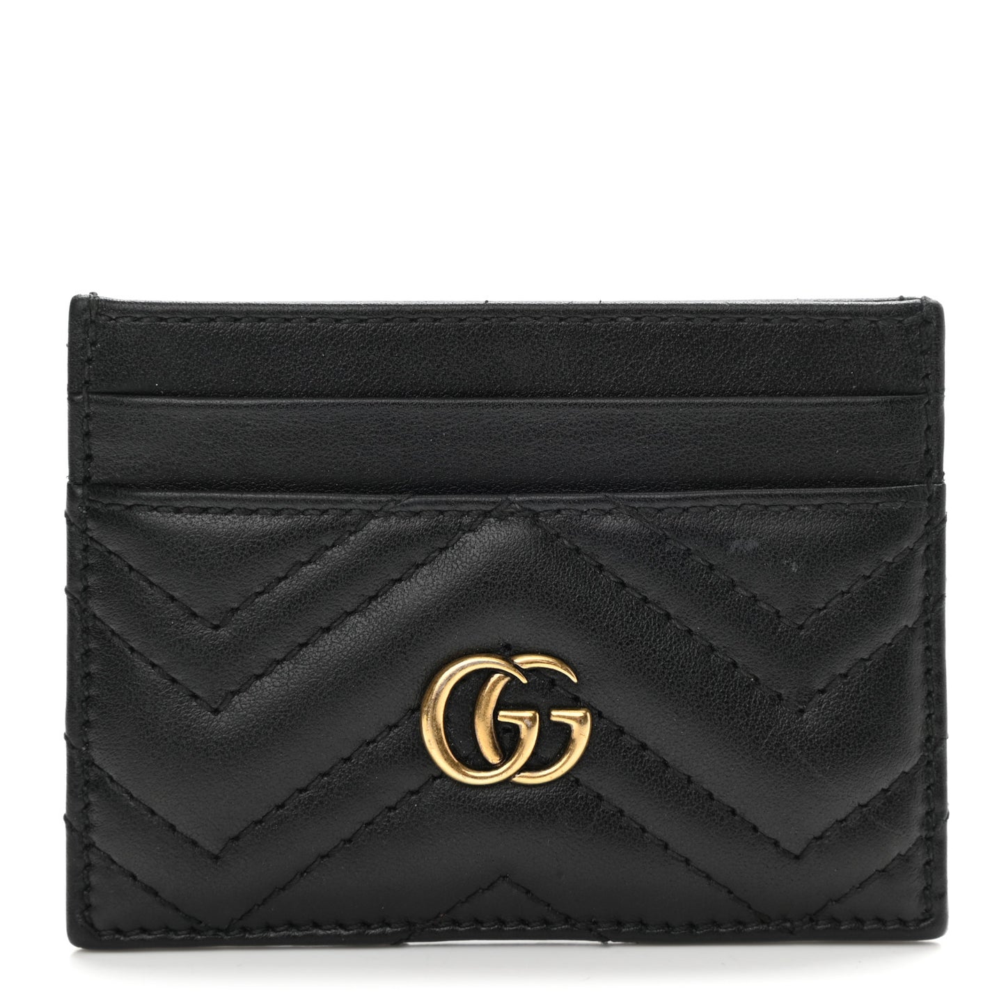 Calfskin Matelasse GG Marmont Card Holder Black