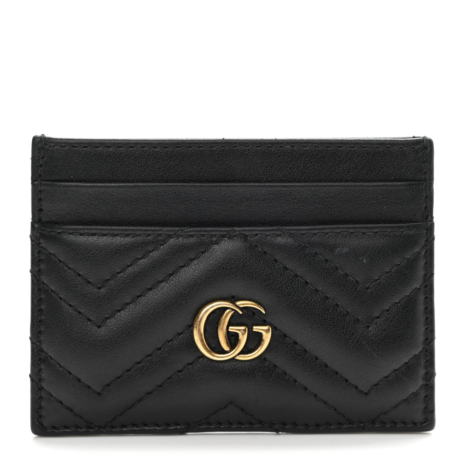 Gucci Calfskin Matelasse GG Marmont Card Holder Black 1 of 7