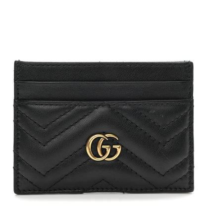 Gucci Calfskin Matelasse GG Marmont Card Holder Black 1 of 7