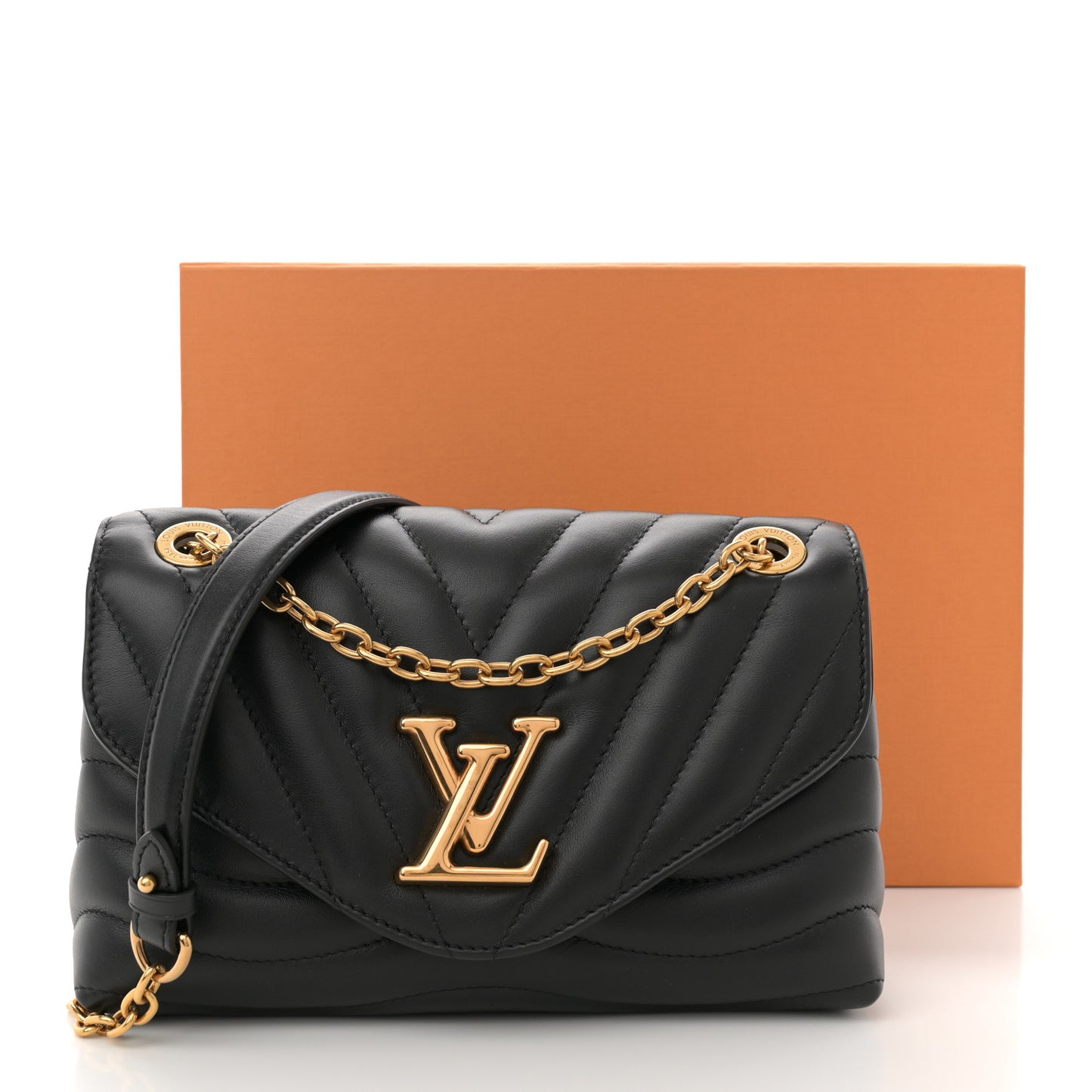 Calfskin LV New Wave Chain Bag Black