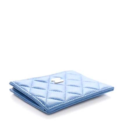 Chanel Caviar Quilted CC Zip Card Holder Blue 5 of 9