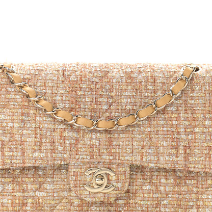 Chanel Tweed Quilted Medium Double Flap Beige Multicolor 8 of 13