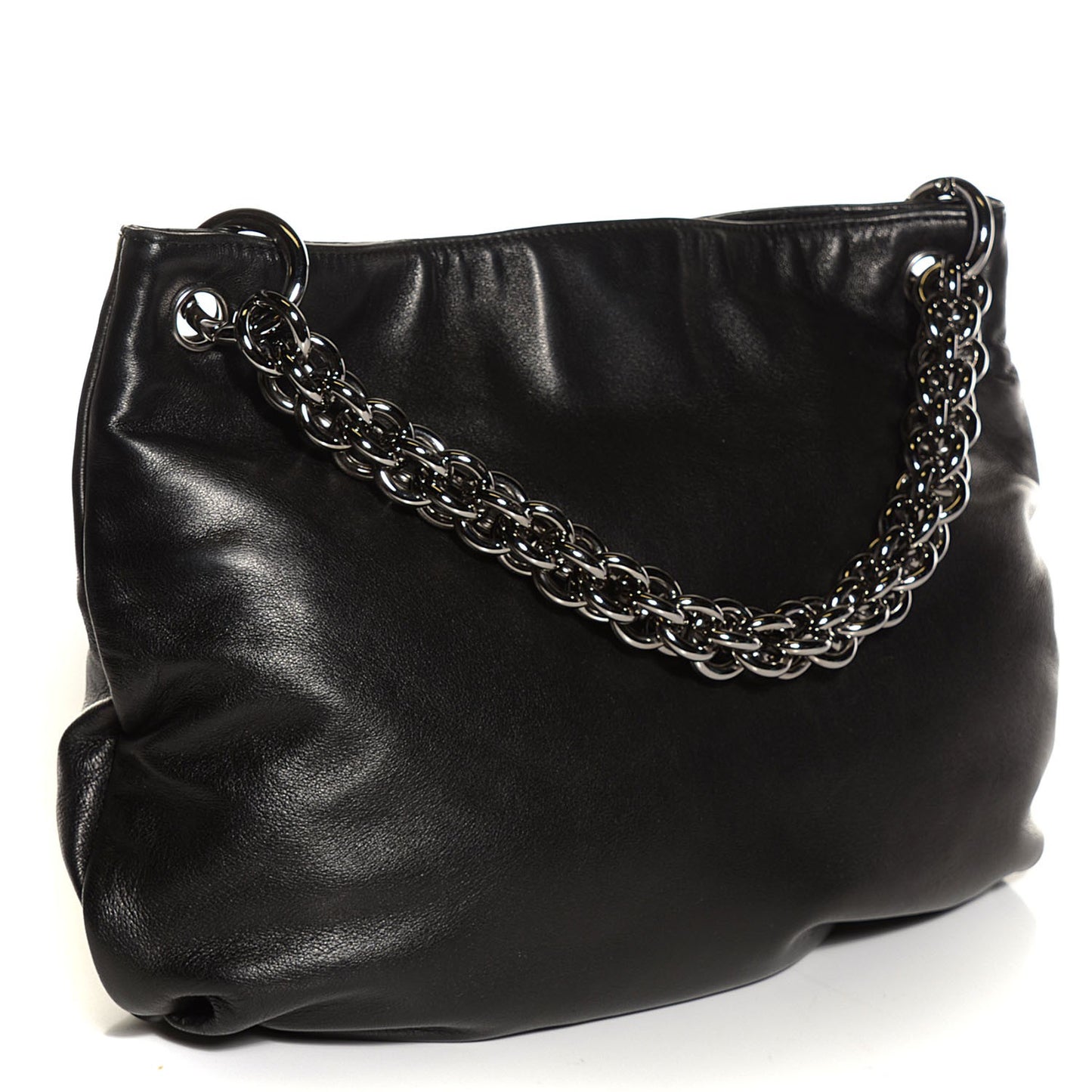 Lambskin Soft and Chain Small Hobo Black