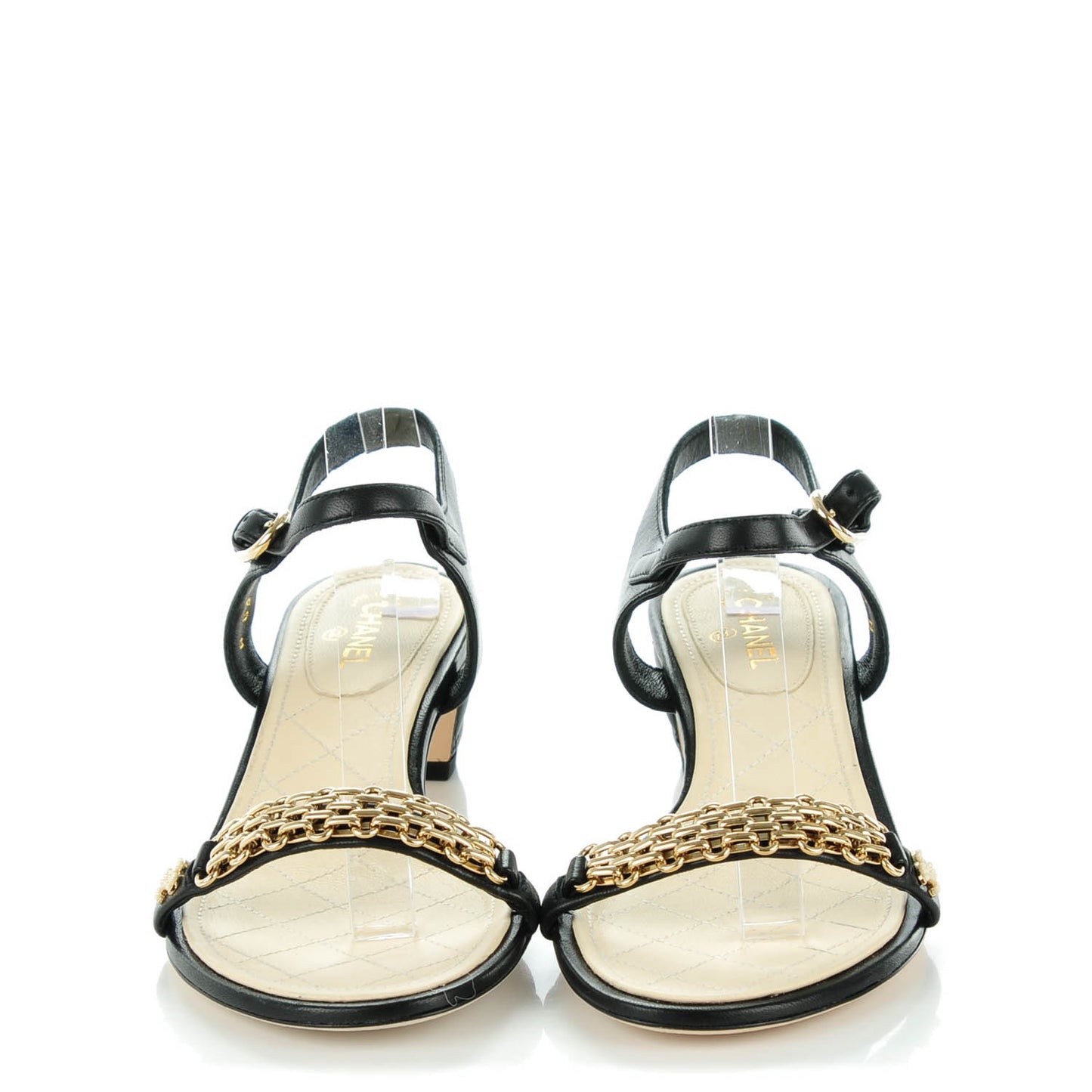 Lambskin Quilted Reissue Chain Sandals 36.5 Black