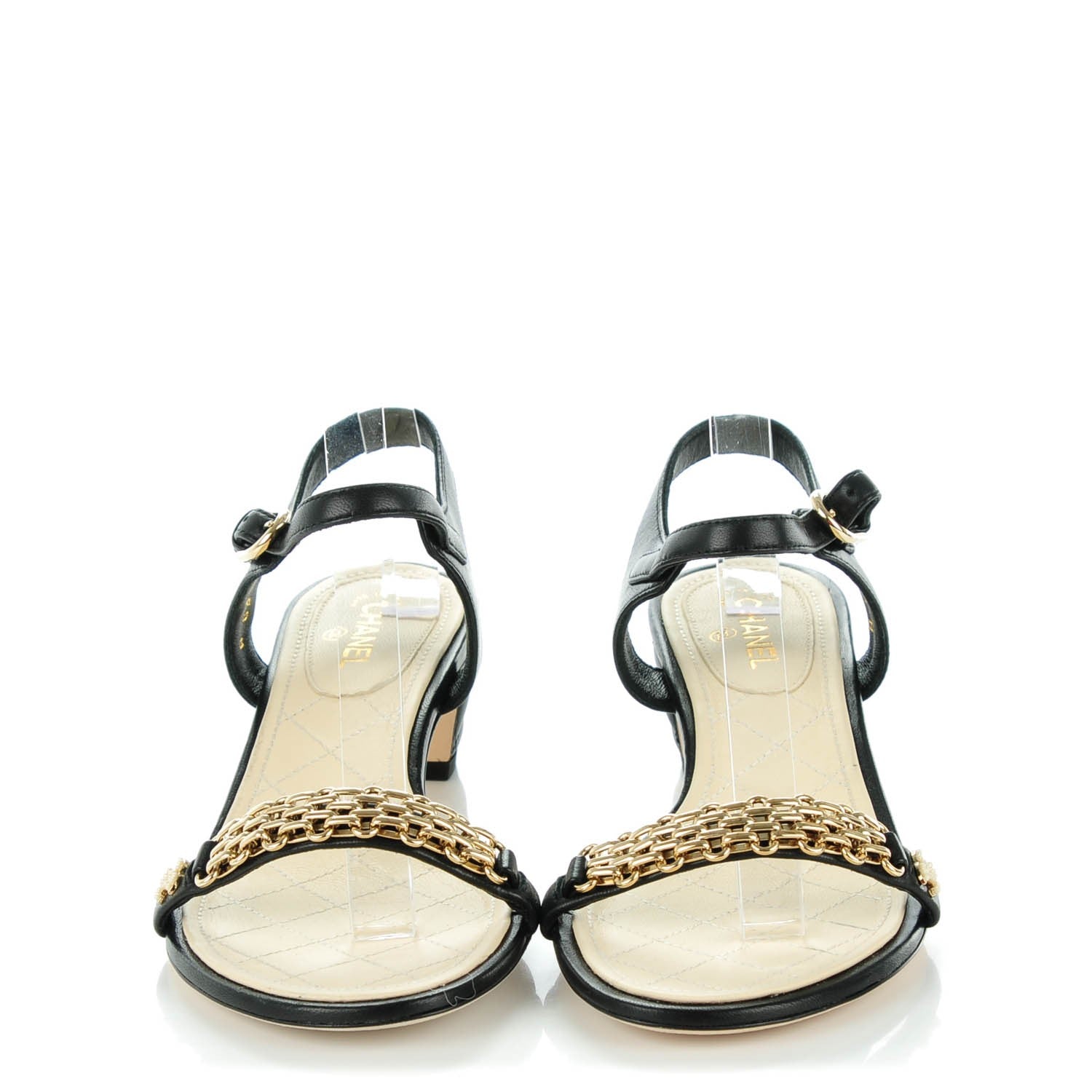 Chanel Lambskin Quilted Reissue Chain Sandals 36.5 Black 2 of 8
