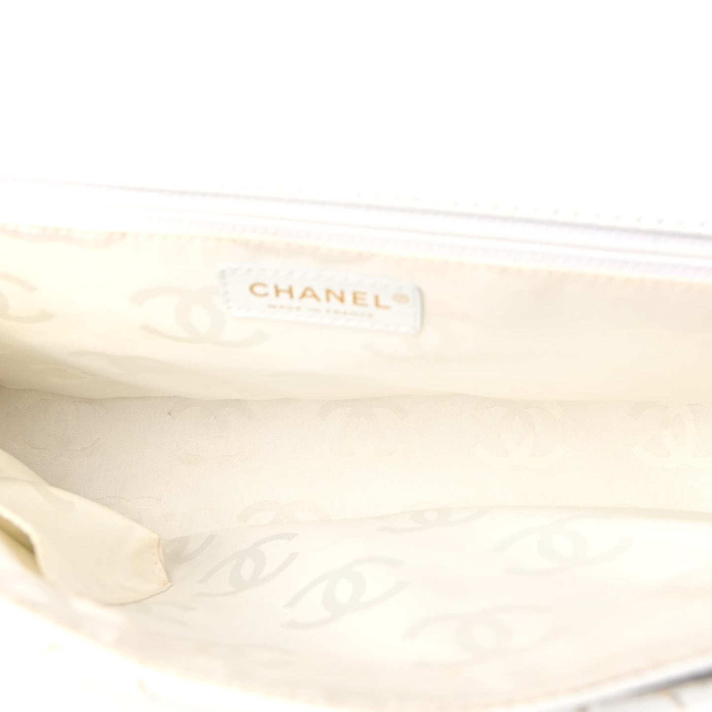 Calfskin Quilted Wild Stitch Large Flap White