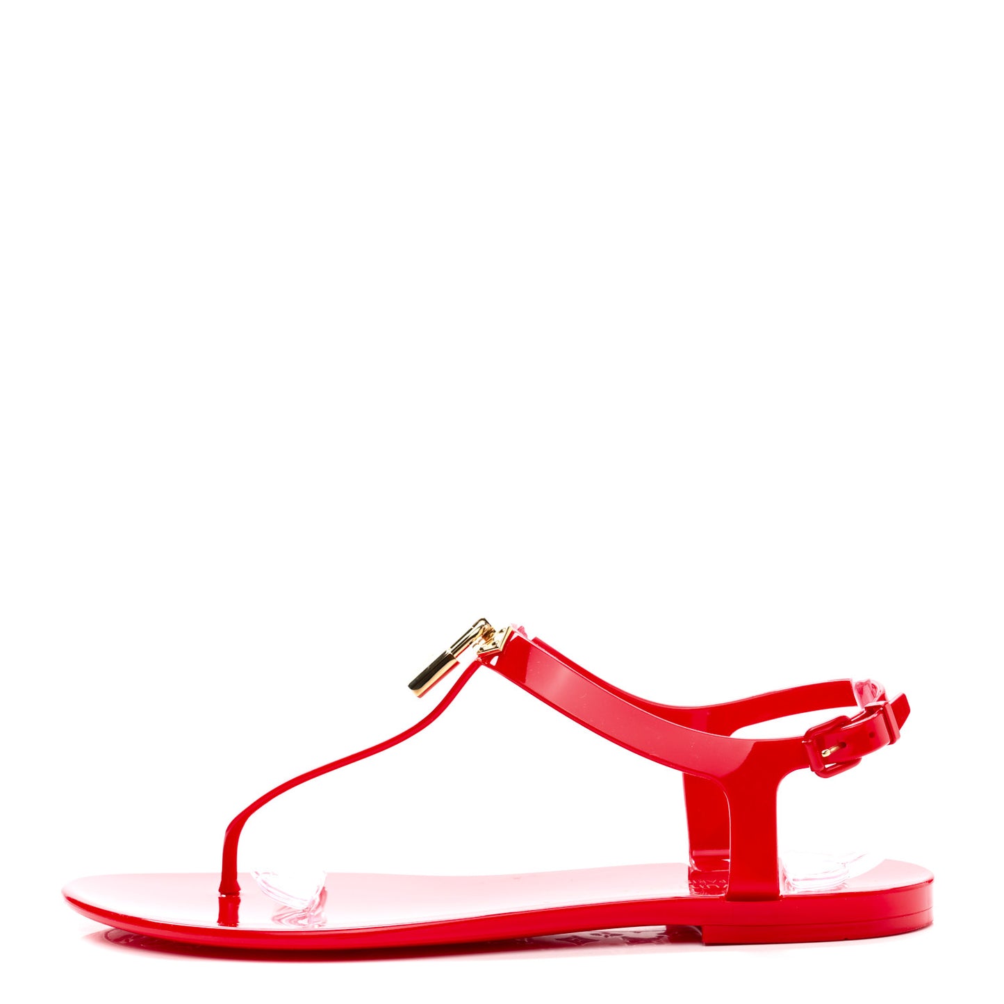 Rubber Bikini Thong Flat Sandals 41 Red