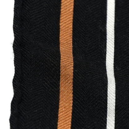 Hermes Cashmere Silk La Promenade du Matin Bandana Shawl 140 Black Noisette Gold 5 of 10