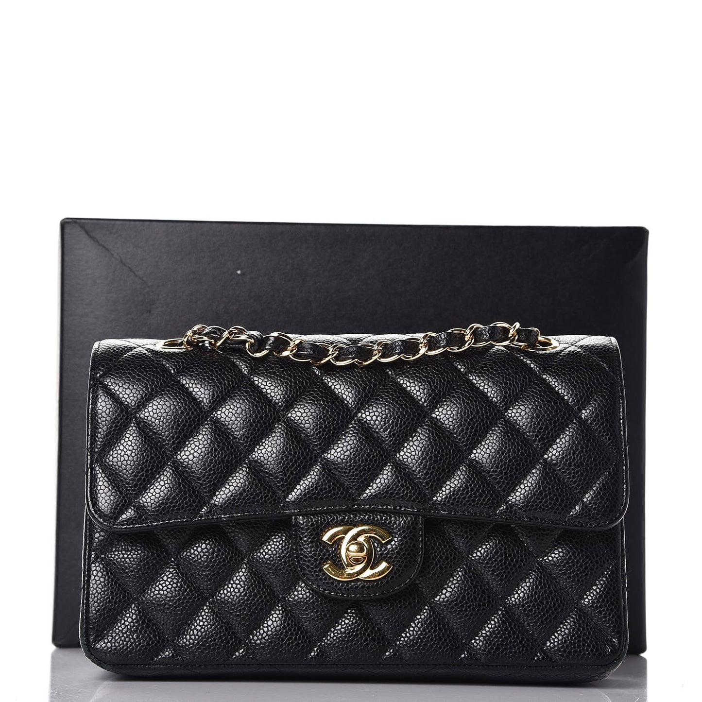 Caviar Quilted Small Double Flap Black