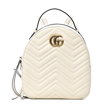 Gucci Calfskin Matelasse GG Marmont Dome Backpack White 1 of 10