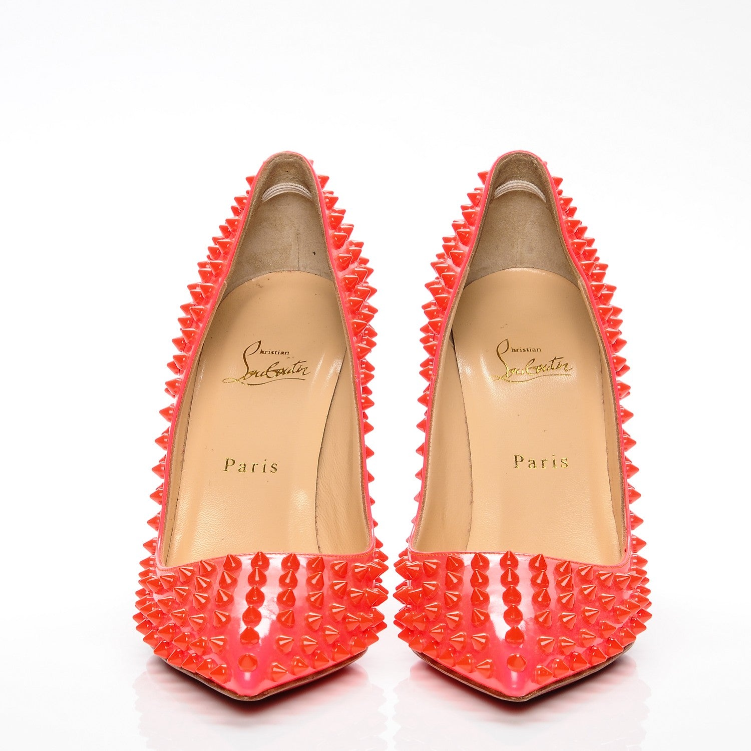 Christian Louboutin Patent Pigalle Spikes 100 Pumps 39.5 Fluo Rose Paris 2 of 10