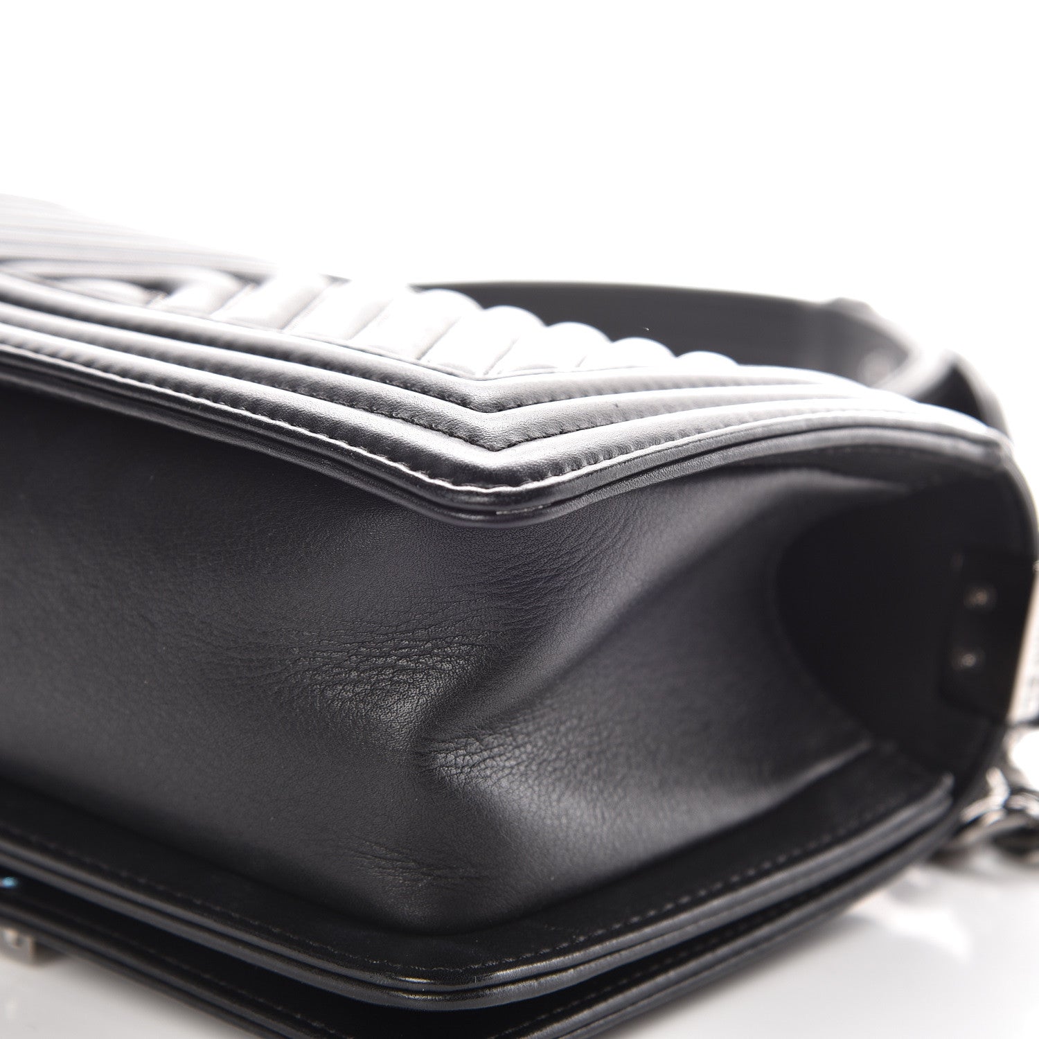 Chanel Calfskin Chain Chevron Small Boy Flap Black 10 of 12