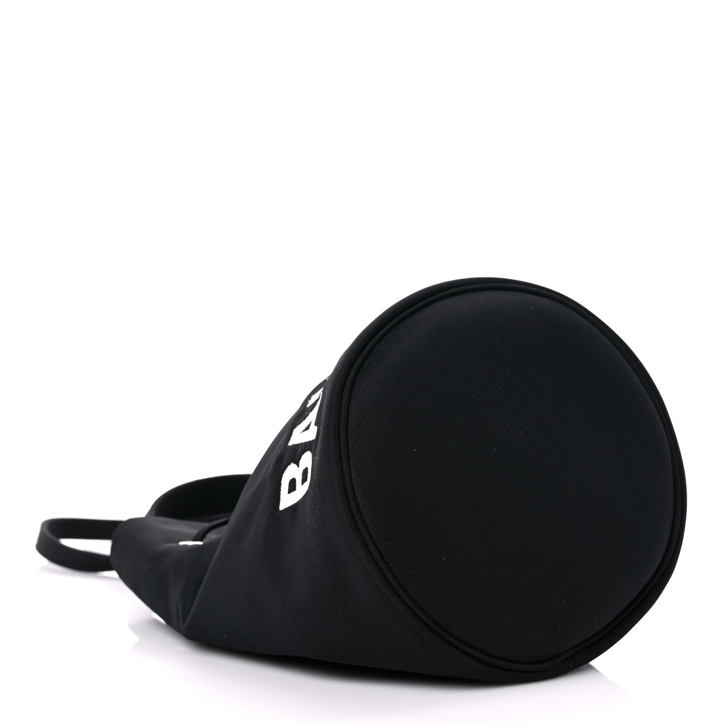 Recycled Sport Nylon Logo Embroidered Wheel Drawstring Bucket Bag XS Black