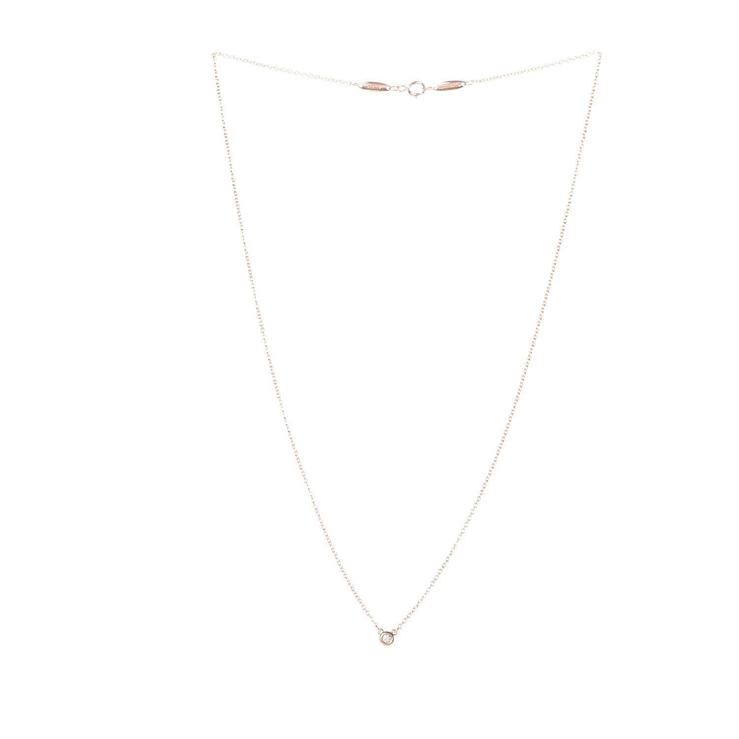 Tiffany 18K Rose Gold Diamond .03ct Elsa Peretti Diamonds by the Yard Pendant Necklace 3 of 5