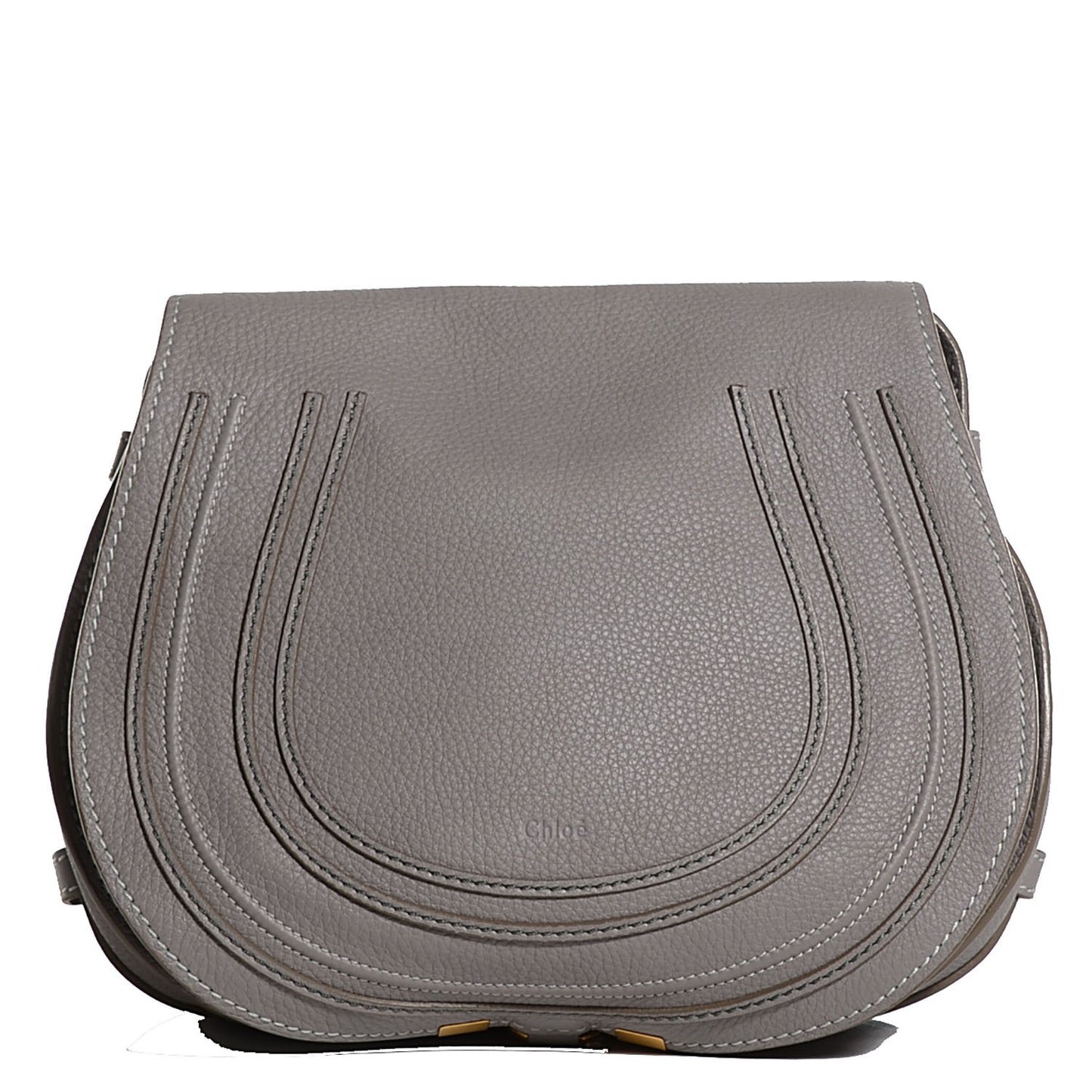 Calfskin Medium Marcie Round Crossbody Bag Cashmere Grey