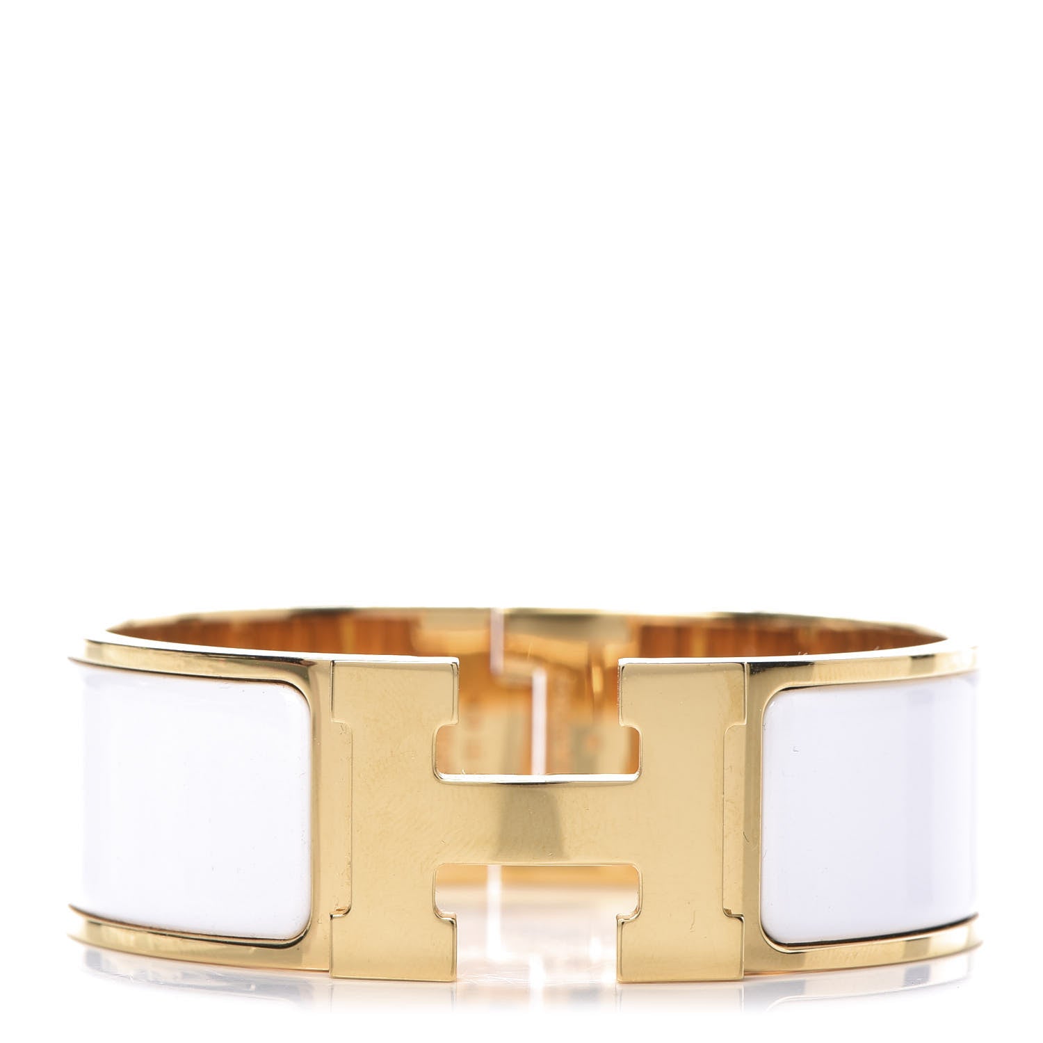Hermes Enamel Wide Clic Clac H Bracelet PM White 1 of 4
