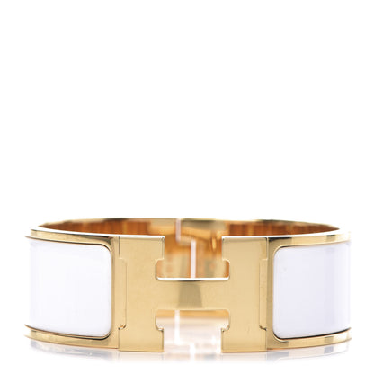 Hermes Enamel Wide Clic Clac H Bracelet PM White 1 of 4
