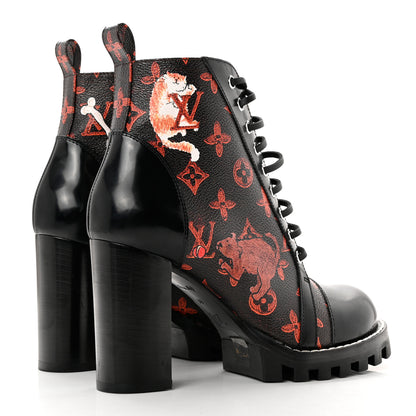 Louis Vuitton Patent Calfskin Catogram Star Trail Ankle Boots Black Marron 39 4 of 8