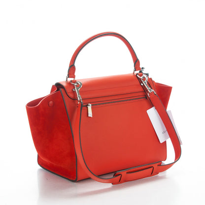 Celine Drummed Calfskin Suede Medium Trapeze Vermillion 3 of 7