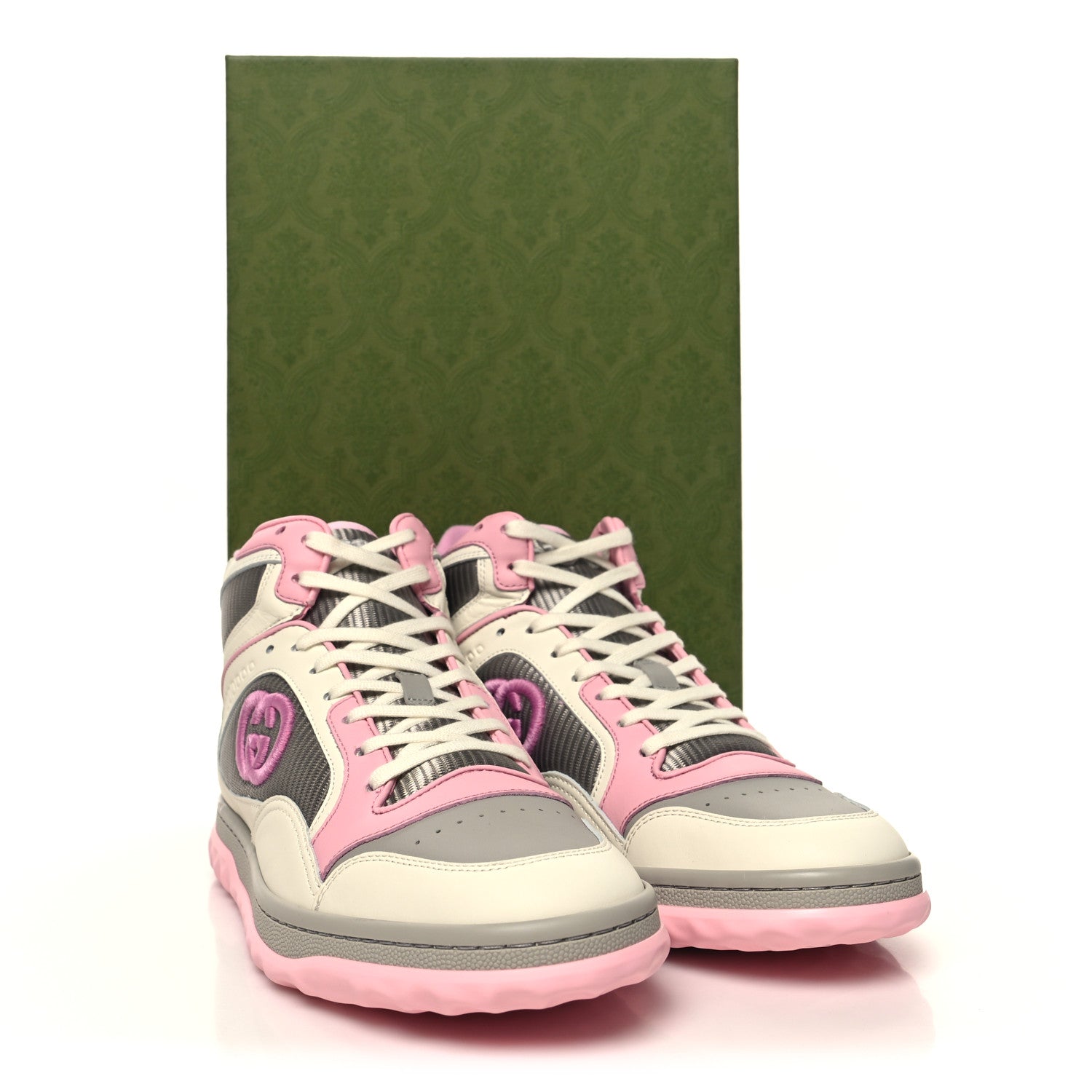 Gucci Dali Calfskin Mesh Women's Mac80 Hightop Sneakers 39 Off White Grey Sky Light Rose 8 of 8