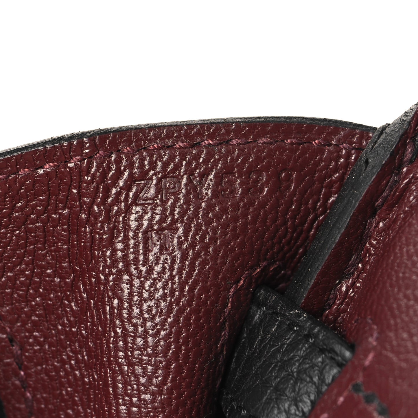 Togo Horseshoe Birkin 25 Black Bordeaux