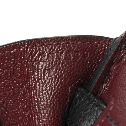 Hermes Togo Horseshoe Birkin 25 Black Bordeaux 7 of 12
