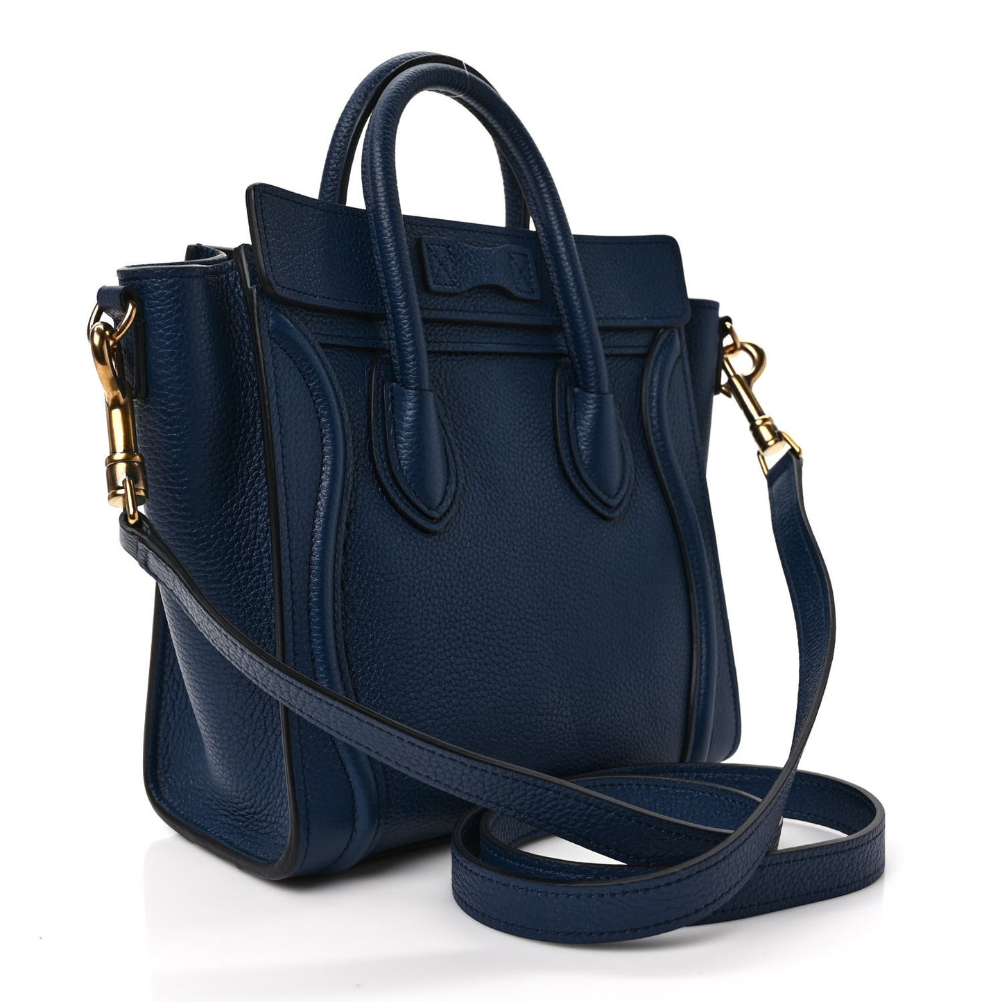 Drummed Calfskin Nano Luggage Deep Blue