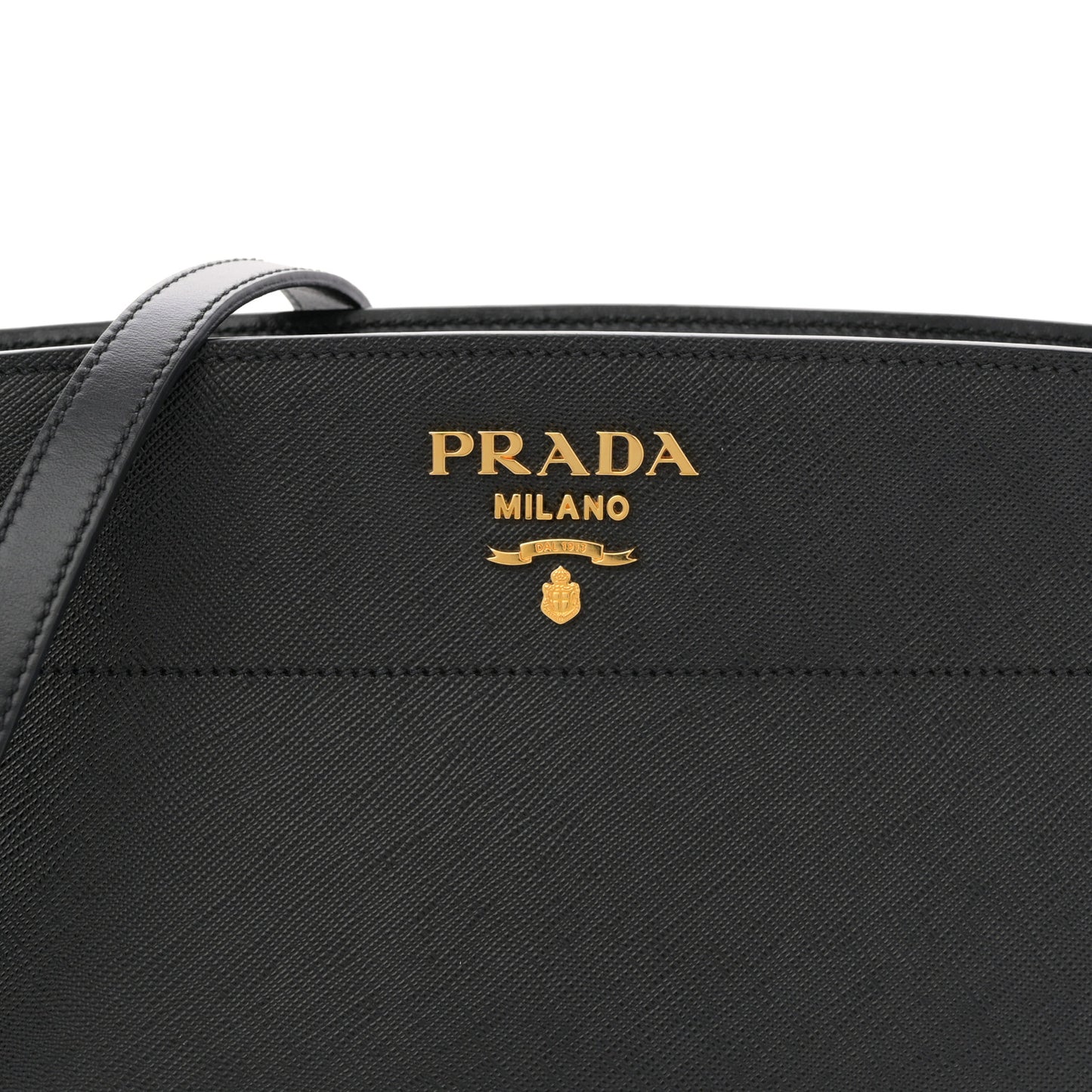 Saffiano City Calfskin Esplanade Crossbody Bag Black
