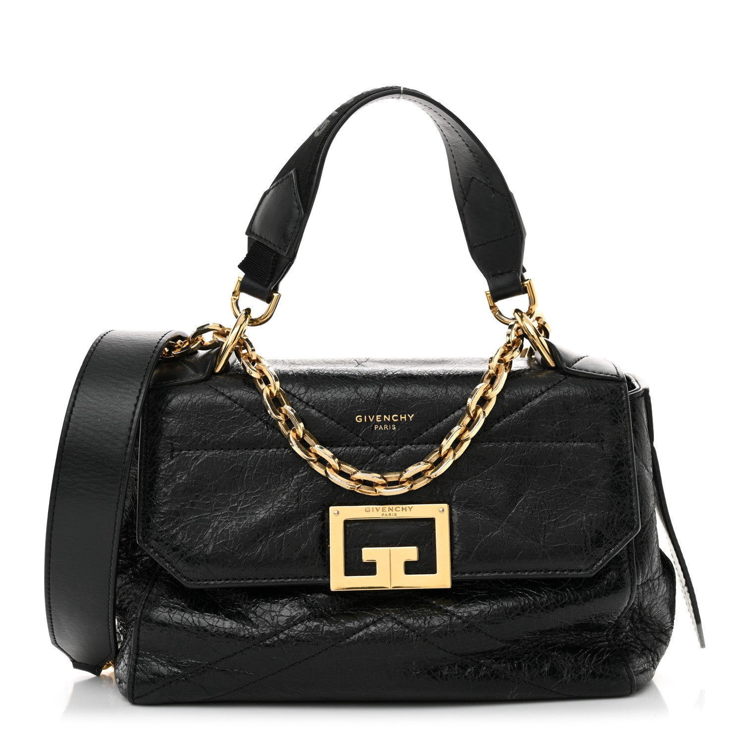 Givenchy Creased Patent Calfskin Small ID Flap Black 1 of 10