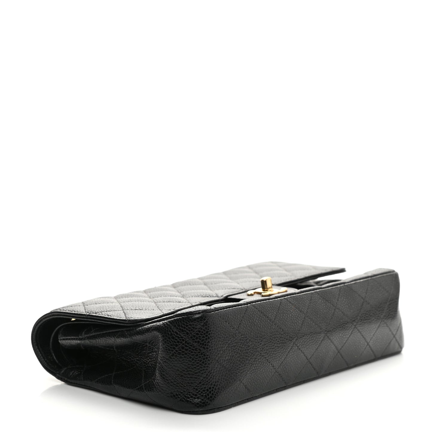 Caviar Quilted Medium Double Flap Black