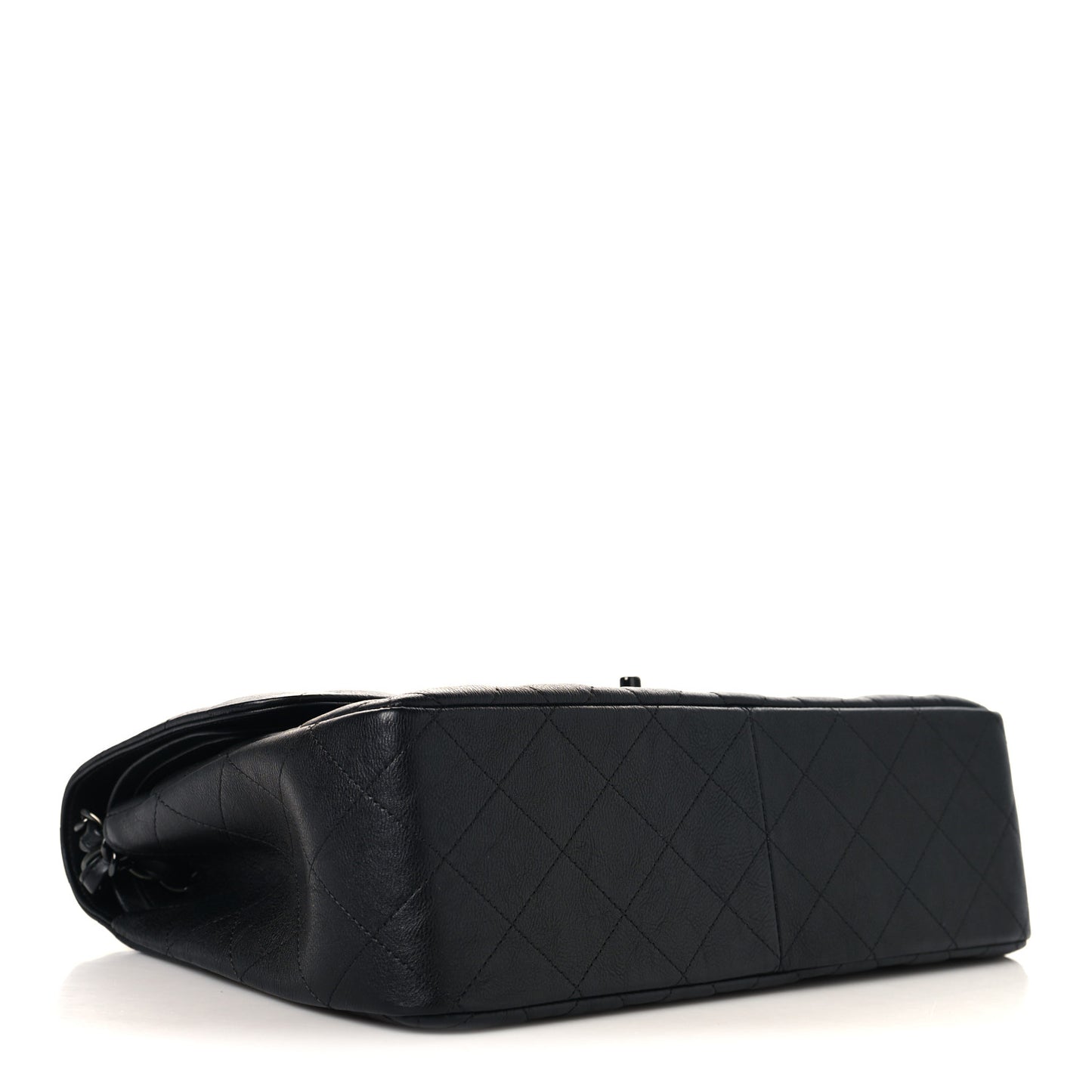 Crumpled Calfskin Quilted Jumbo Double Flap So Black