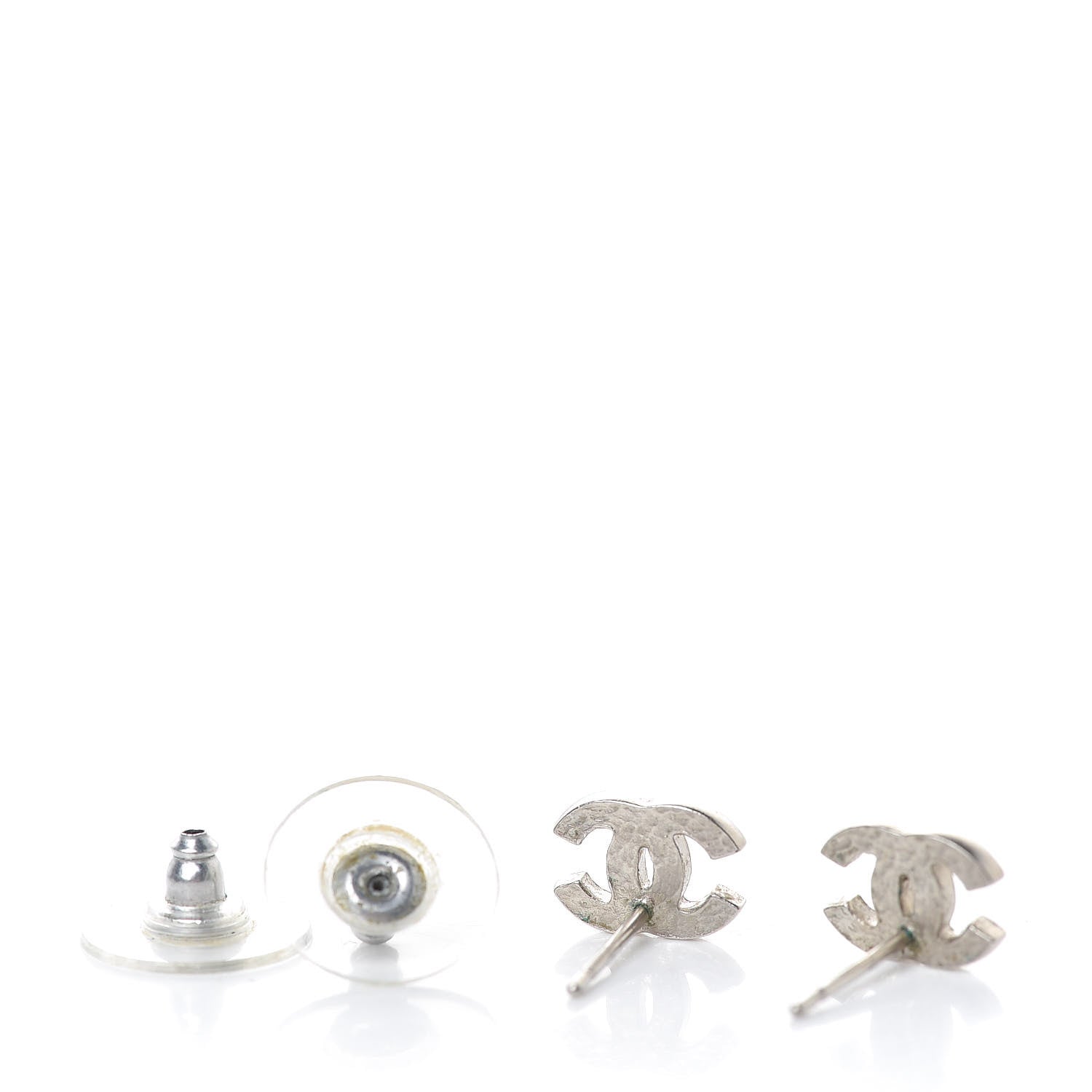 Chanel Crystal Timeless CC Earrings Silver 3 of 4