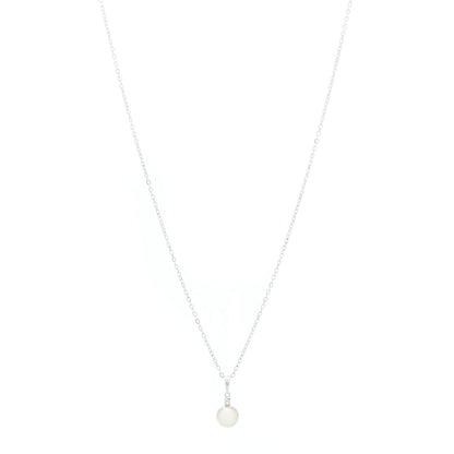 Mikimoto 18K White Gold Diamond Akoya Pearl 6mm Drop Pendant Necklace 1 of 7