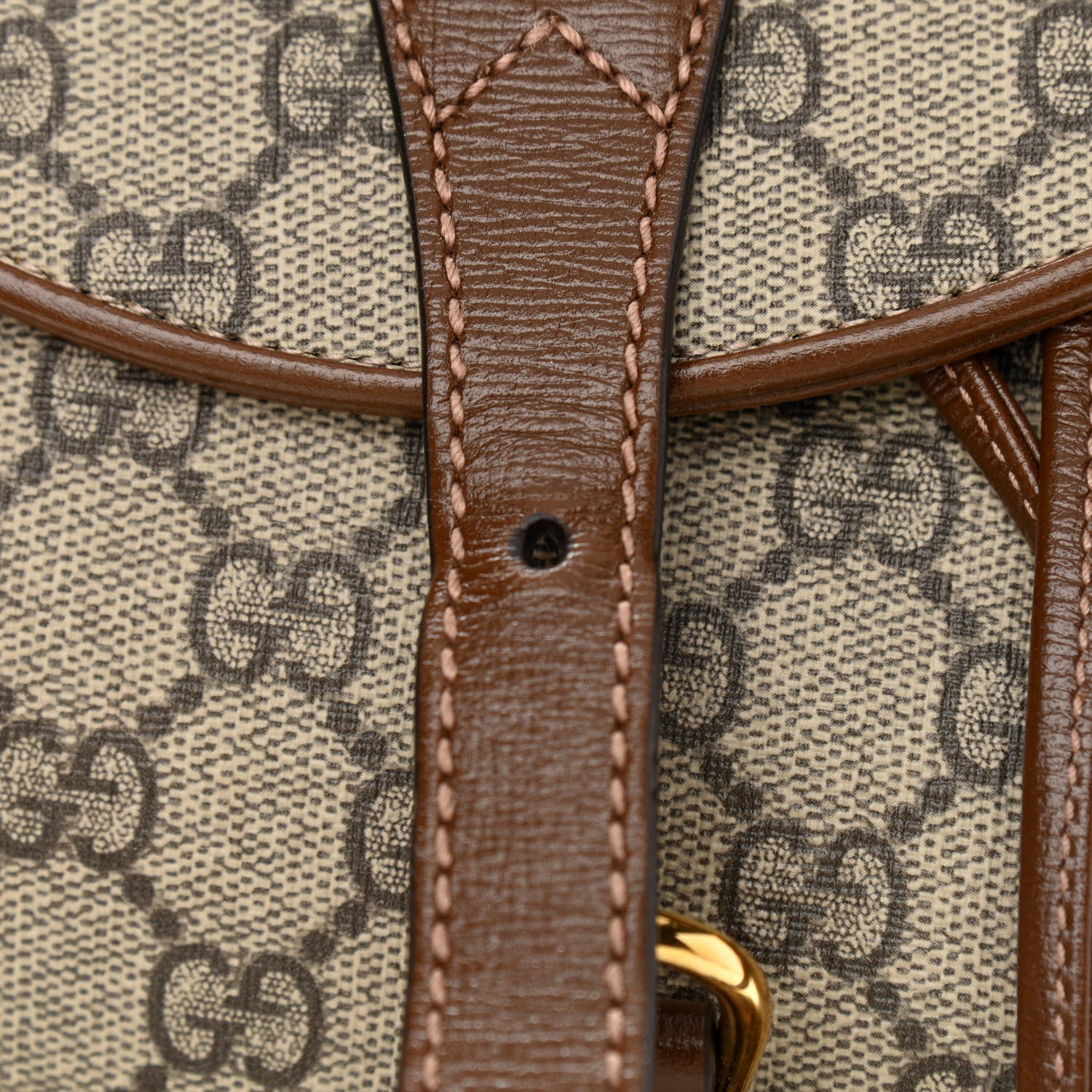 Gucci GG Supreme Monogram Calfskin Horsebit 1955 Single Buckle Backpack Beige Brown Sugar 13 of 13