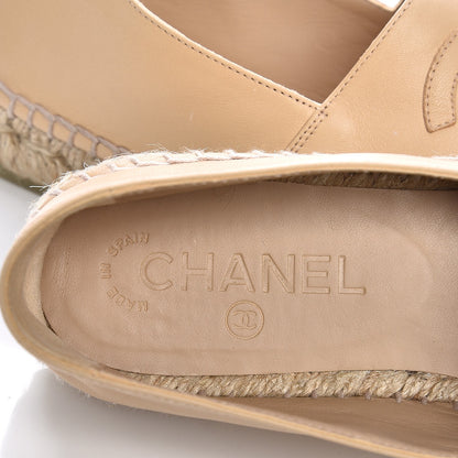 Chanel Lambskin CC Espadrilles 38 Beige Black 6 of 12