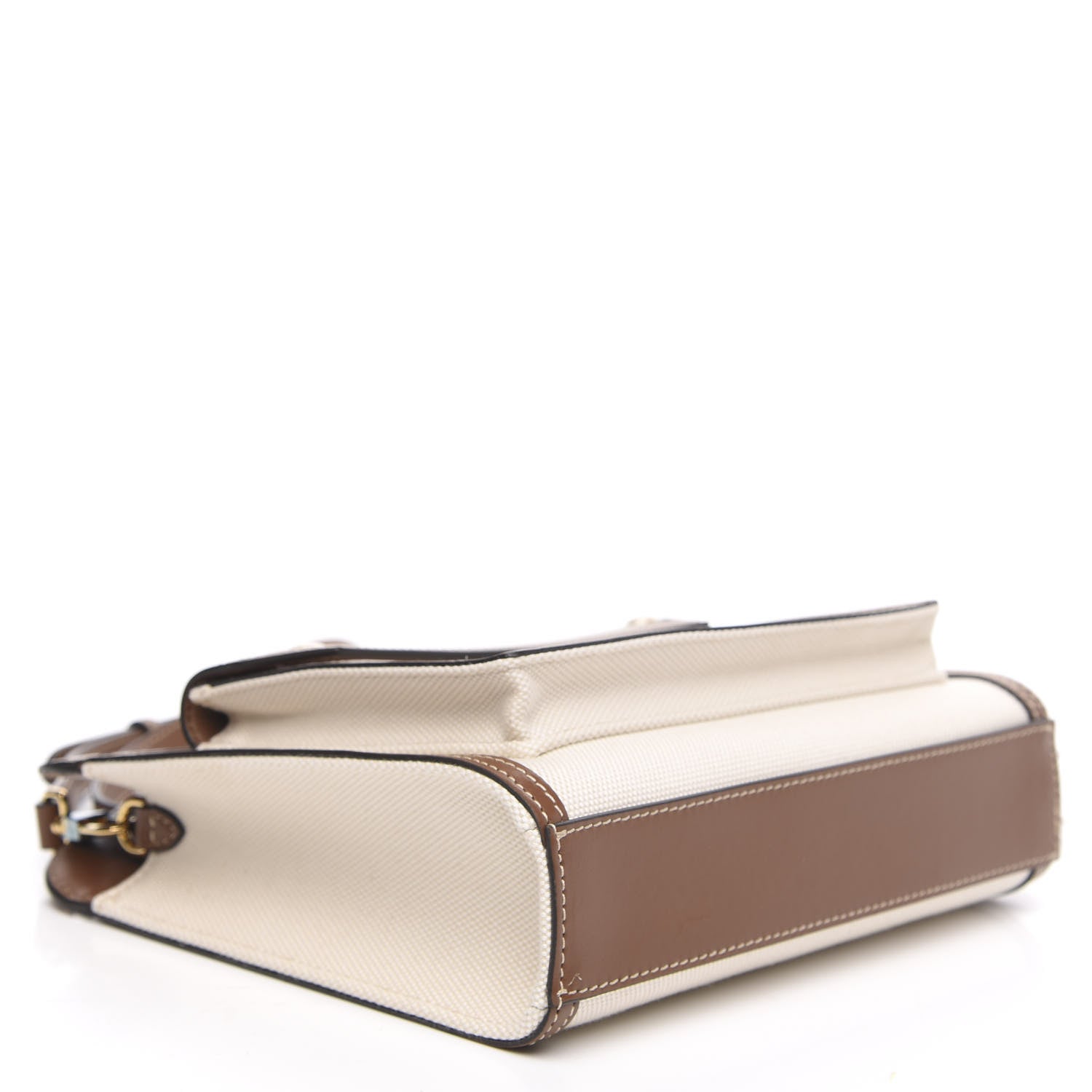 Burberry Canvas Smooth Calfskin Two Tone Mini Pocket Bag Natural Malt Brown 4 of 9