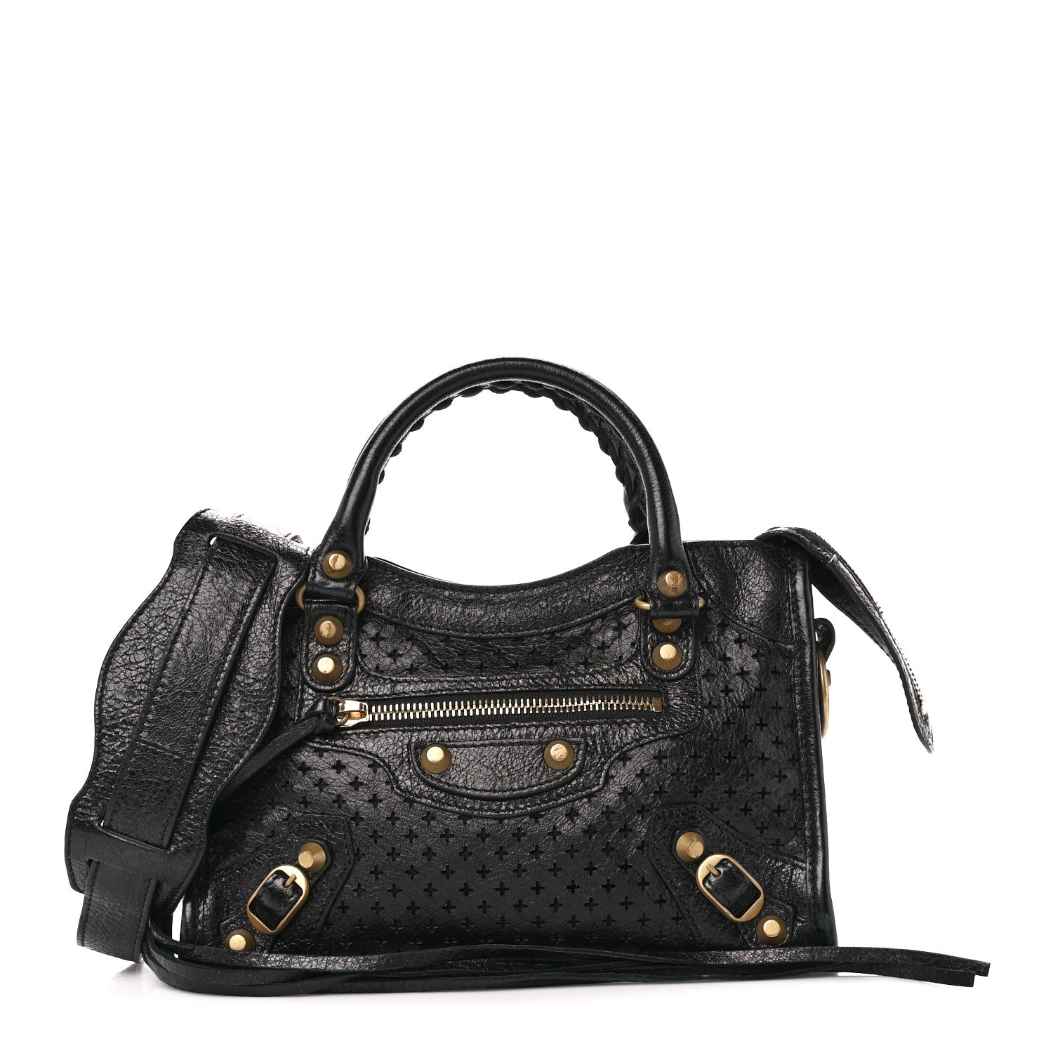 Balenciaga Agneau Stadio Laser Cut Cross Classic Gold Hardware Mini City Black 1 of 11