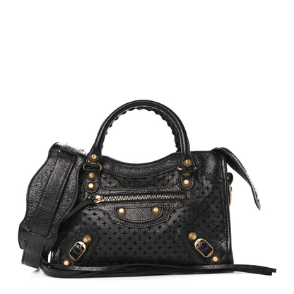 Balenciaga Agneau Stadio Laser Cut Cross Classic Gold Hardware Mini City Black 1 of 11