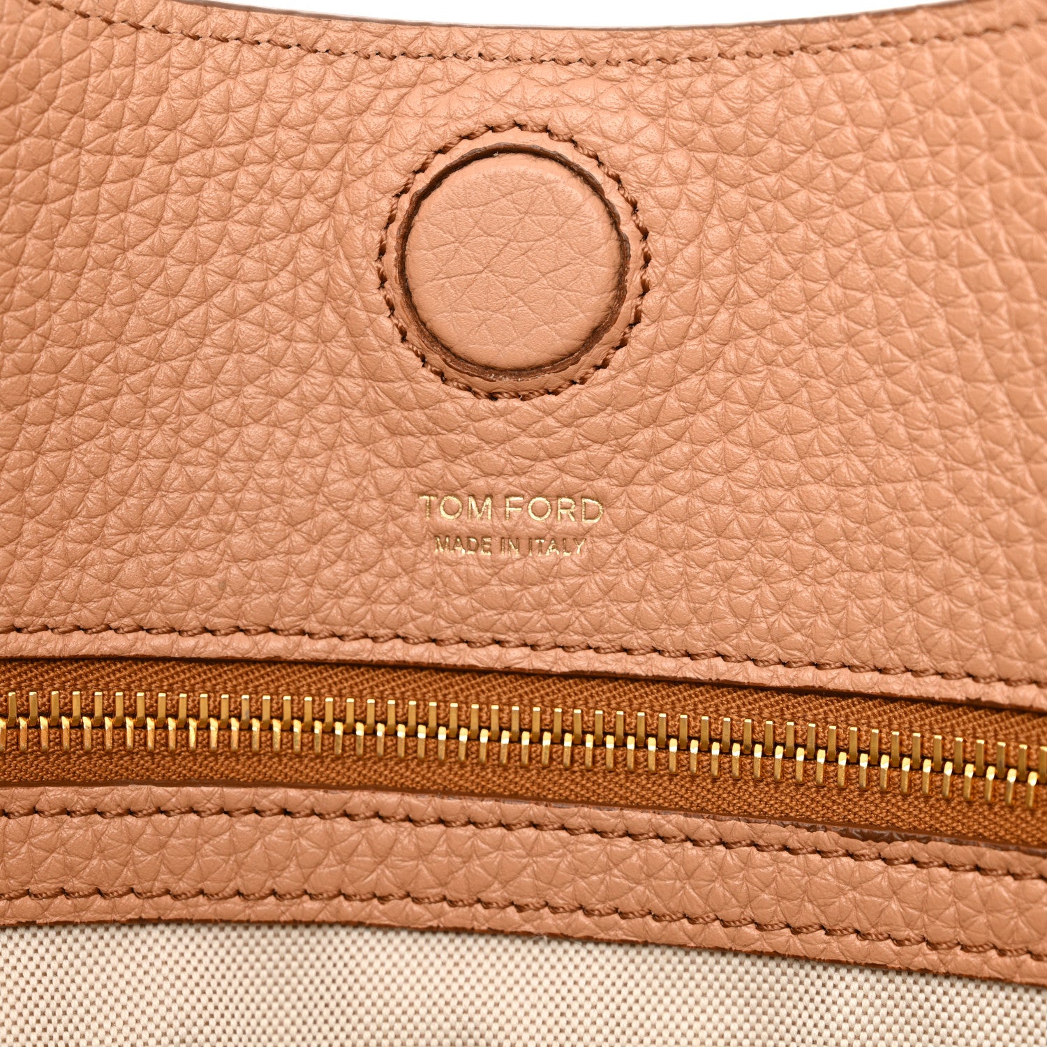 Tom Ford Pebbled Calfskin Large Alix Padlock Zip Hobo Bag Nude 8 of 11