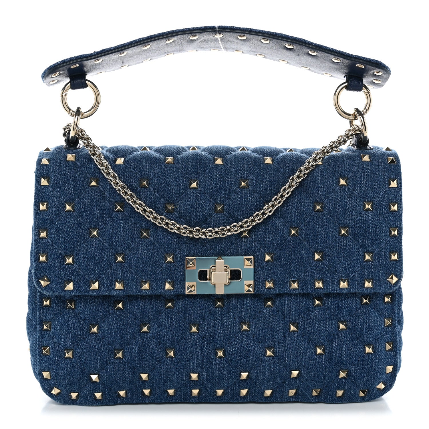 Valentino Garavani Denim Medium Rockstud Spike Shoulder Bag Denim 1 of 9