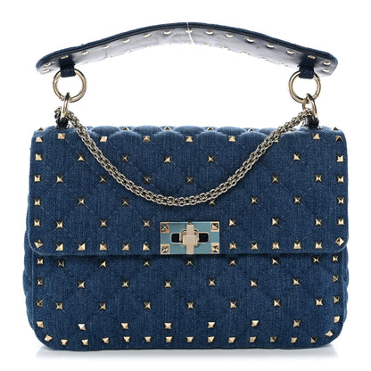 Valentino Garavani Denim Medium Rockstud Spike Shoulder Bag Denim 1 of 9