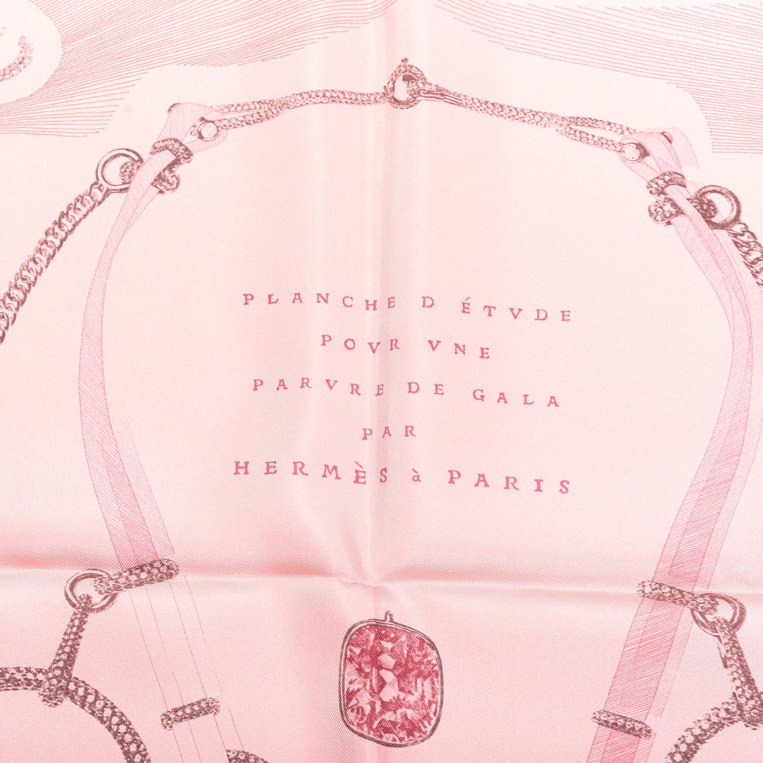 Hermes Silk Our Line Etude Pour Une Parure De Gala Scarf 90 Rose Ballerine Taupe Framboise 2 of 3