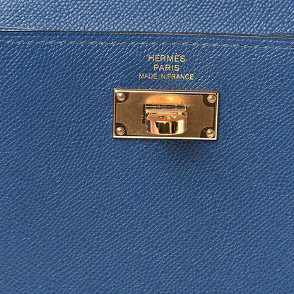 Hermes Madame Calfskin Kelly Pocket Compact Wallet Deep Bleu 6 of 8